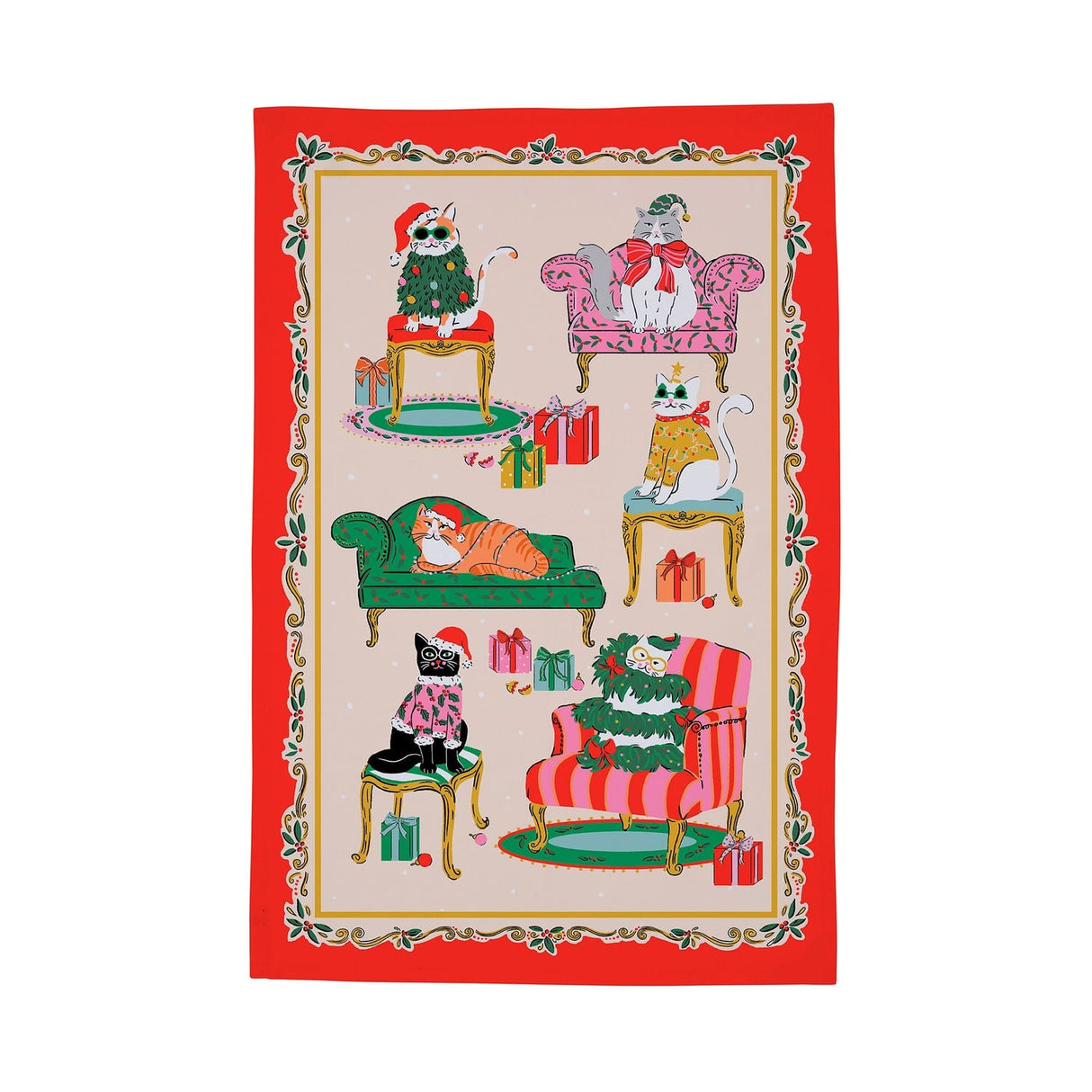 Ulster Weavers Christmas Cool Cats 100% Cotton Tea Towel