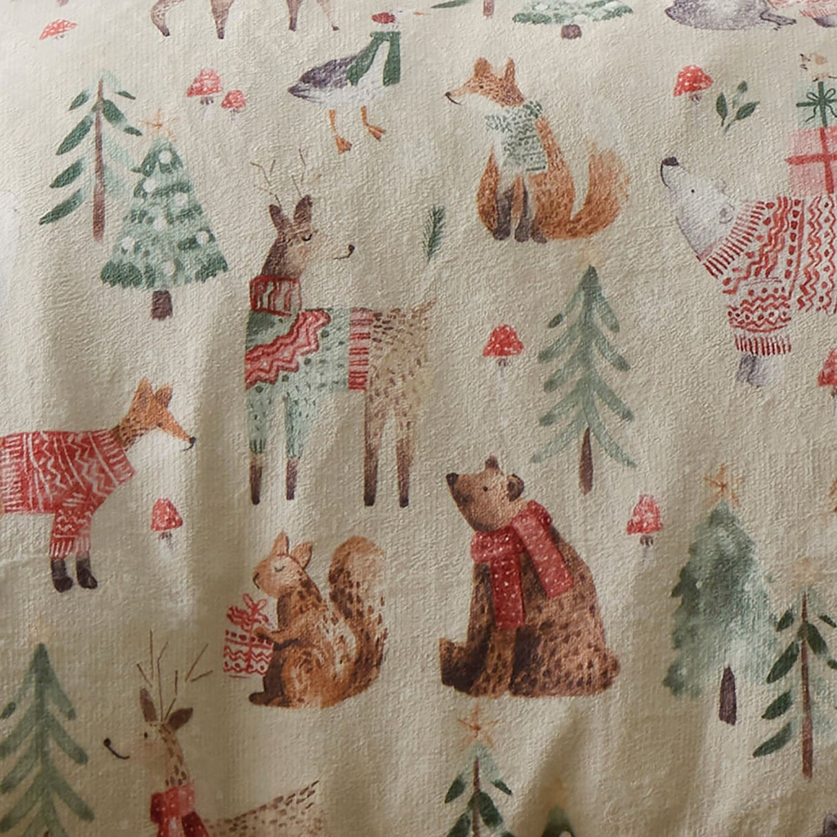 Woodland Animals Duvet Cover Set - Christmas Woodland Animals Duvet Cover Set In Natural 3