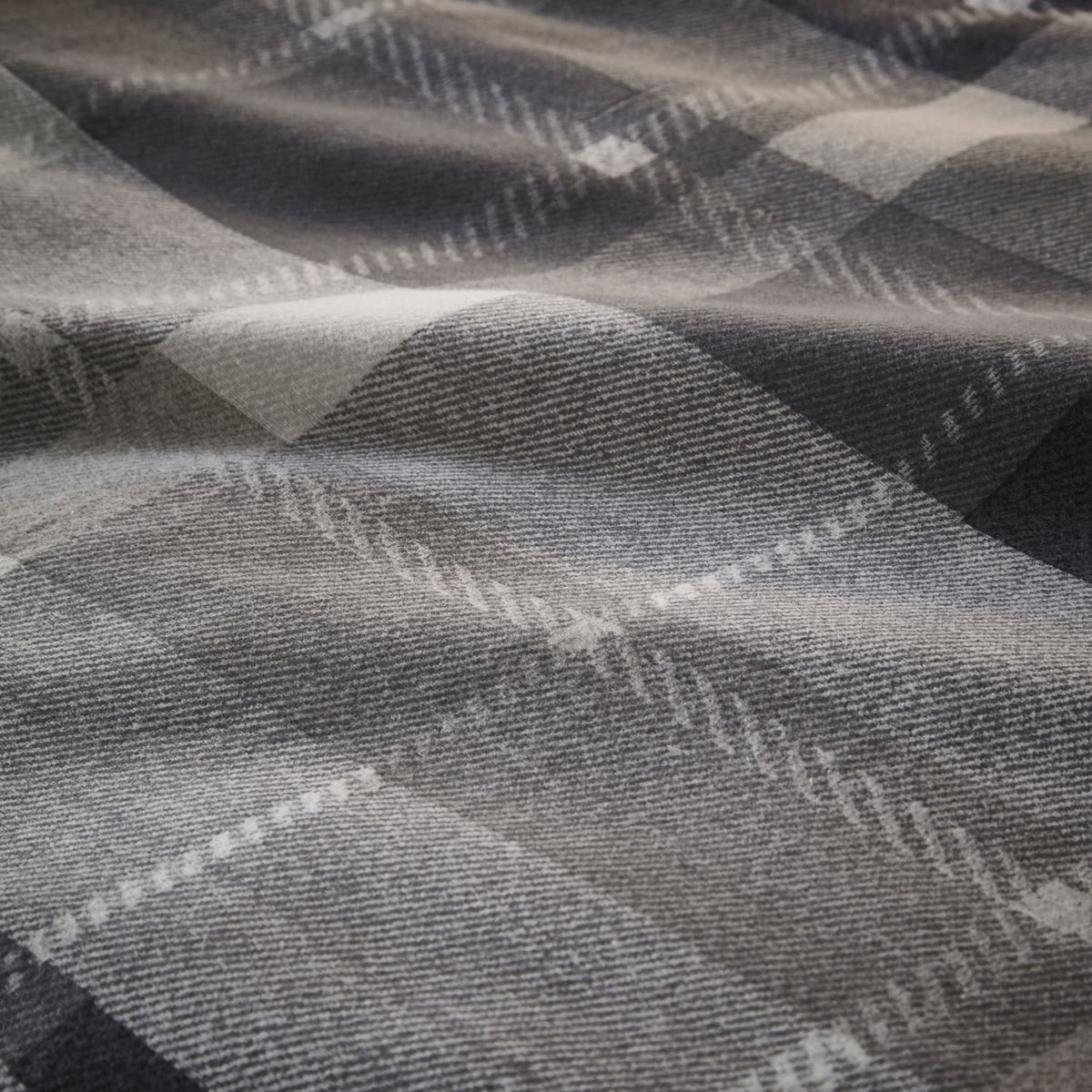 Colville Check Brushed Cotton Flannelette Duvet Cover Set - Grey - Colville Check Duvet Cover Set In Grey 3