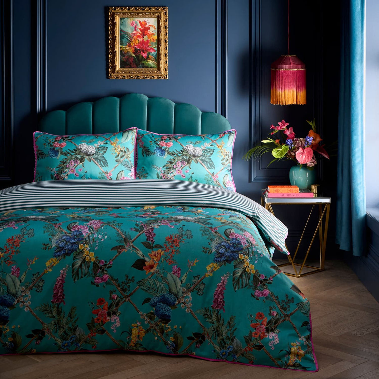 Laurence Llewelyn-Bowen Cotswold Fantasia 100% Cotton Duvet Cover Set - Teal