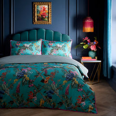 Laurence Llewelyn-Bowen Cotswold Fantasia Teal 100% Cotton Duvet Cover Bedding Set