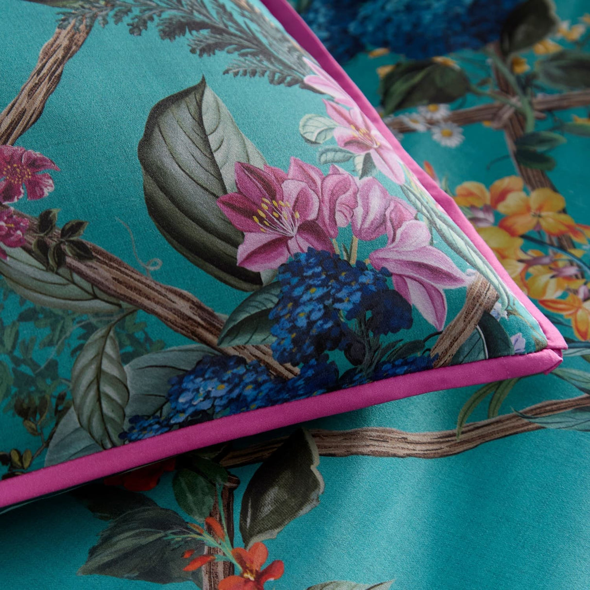 Laurence Llewelyn-Bowen Cotswold Fantasia 100% Cotton Duvet Cover Set - Teal - Cotswold Fantasia Duvet Cover Set In Teal 3