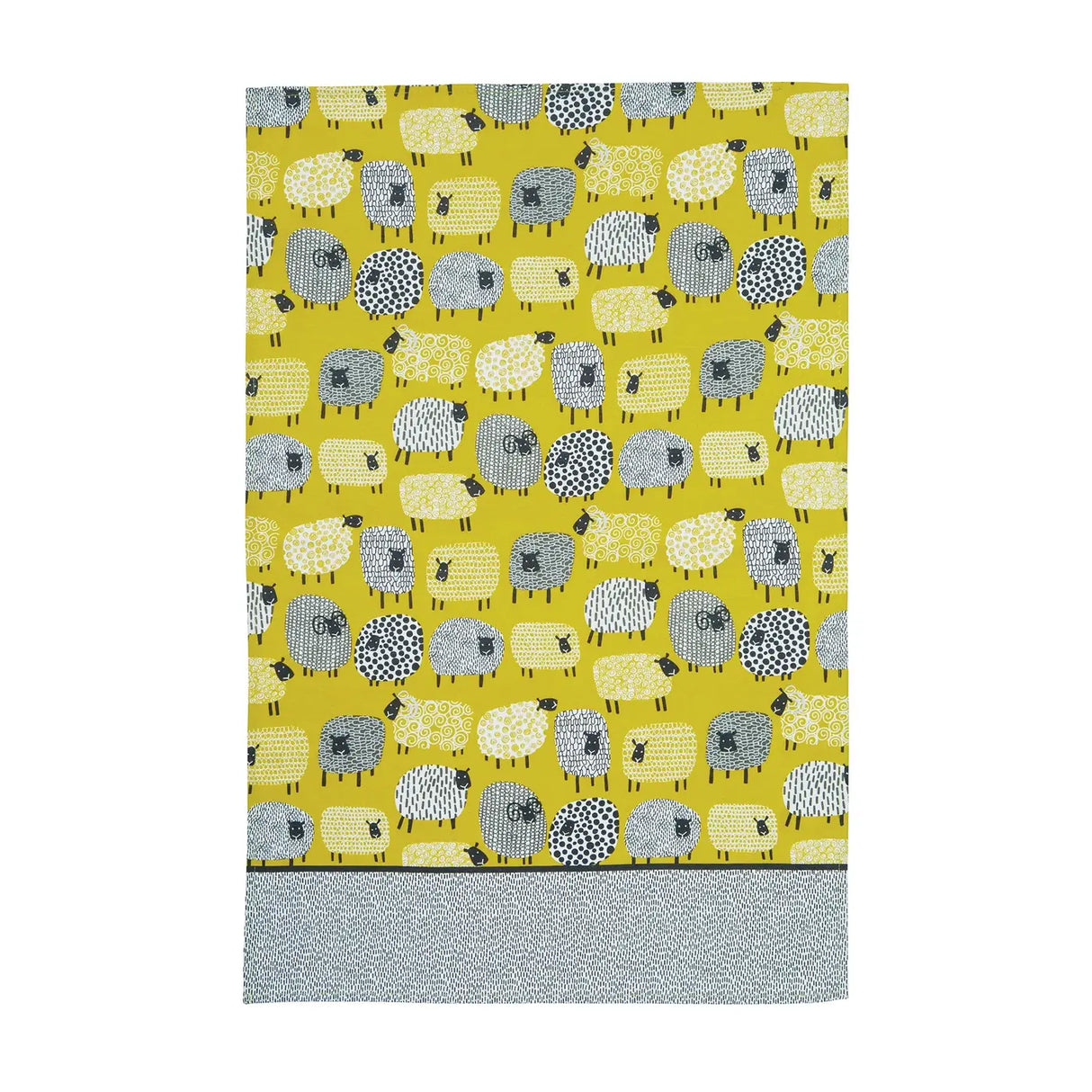 Dotty Sheep Cotton Tea Towel in Yellow