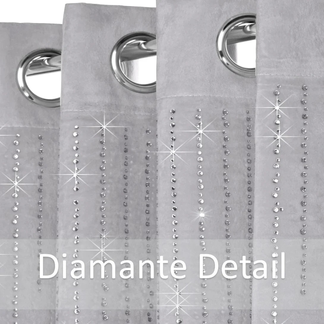 Alan Symonds Diamondo Velvet Blackout Eyelet Ring Top Curtains in Silver - Image 5