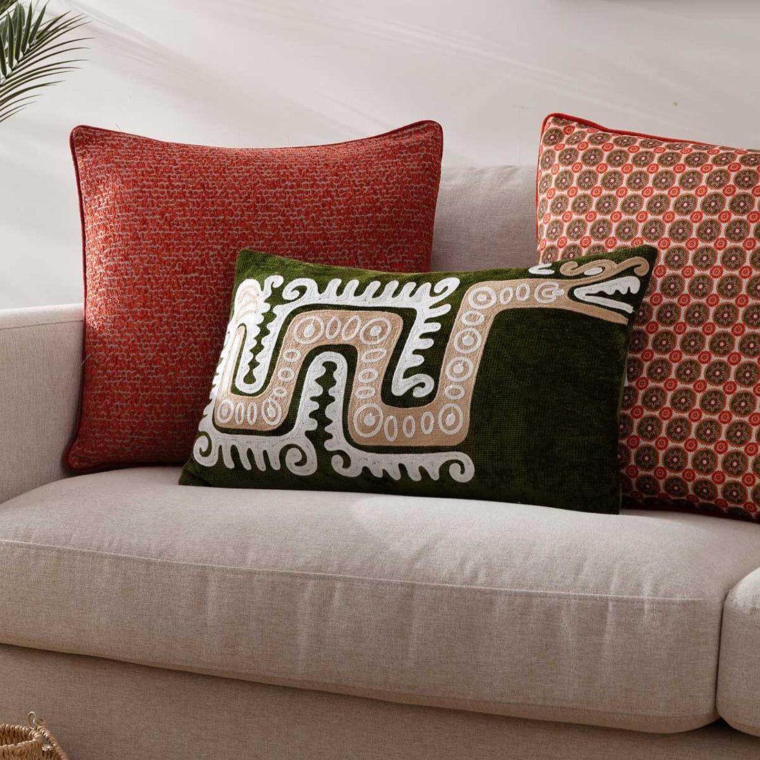 Dynasty 100% Cotton Verdie Cushion Cover or Filled Cushion