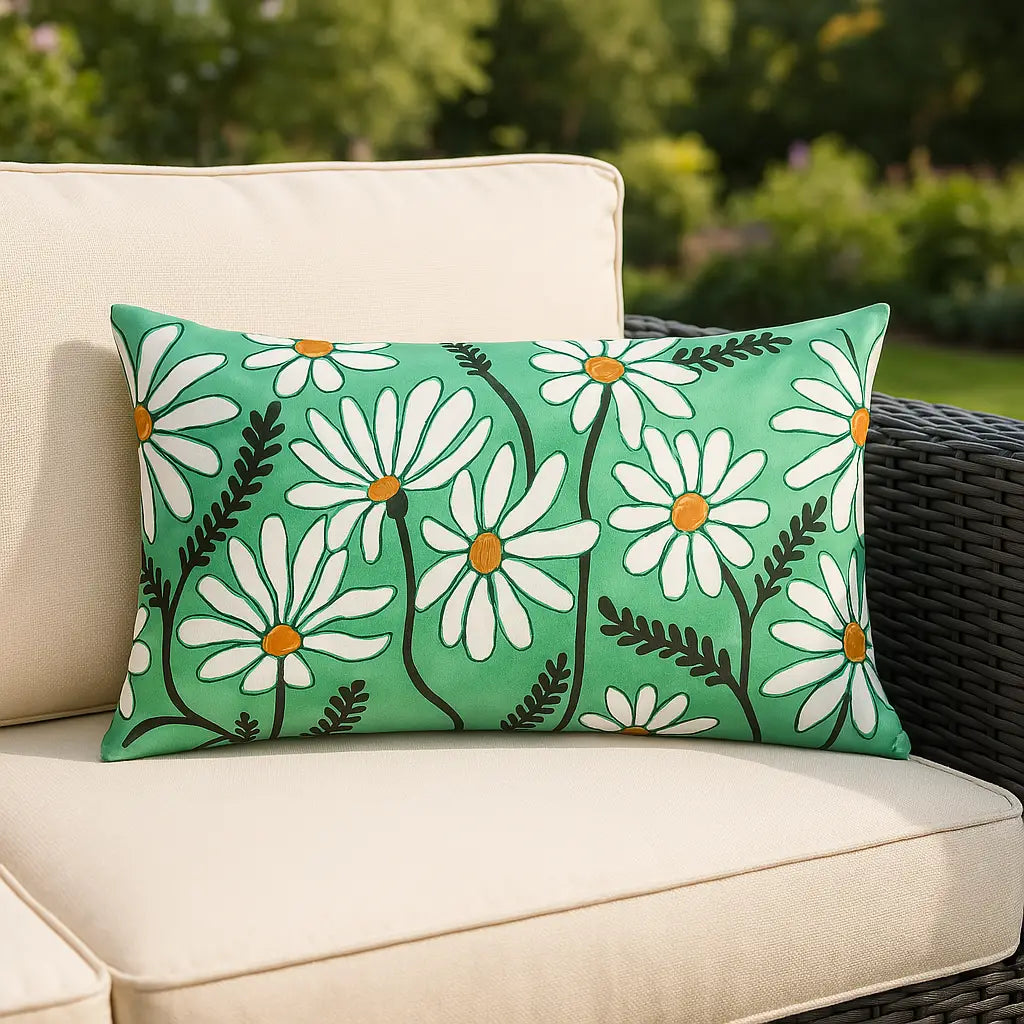 Daisy Fields Outdoor Cushion Cover / Filled Cushion 12" x 20" (30cm x 50cm) by Wylder Nature
