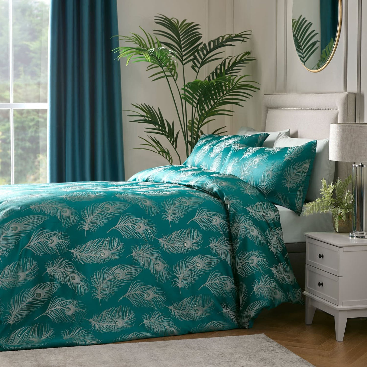Laurence Llewelyn-Bowen Dandy Jacquard Polycotton Duvet Cover Set - Teal