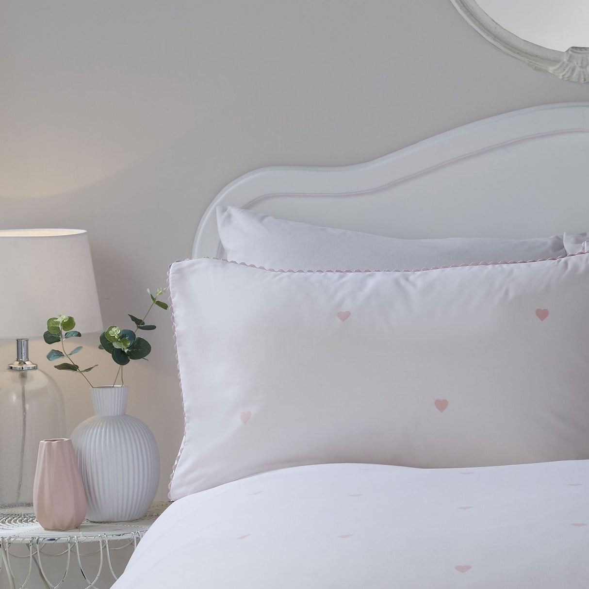 Decorative Heart Microfibre Duvet Cover Set - Blush - Decorative Heart Duvet Cover Set In Blush 2