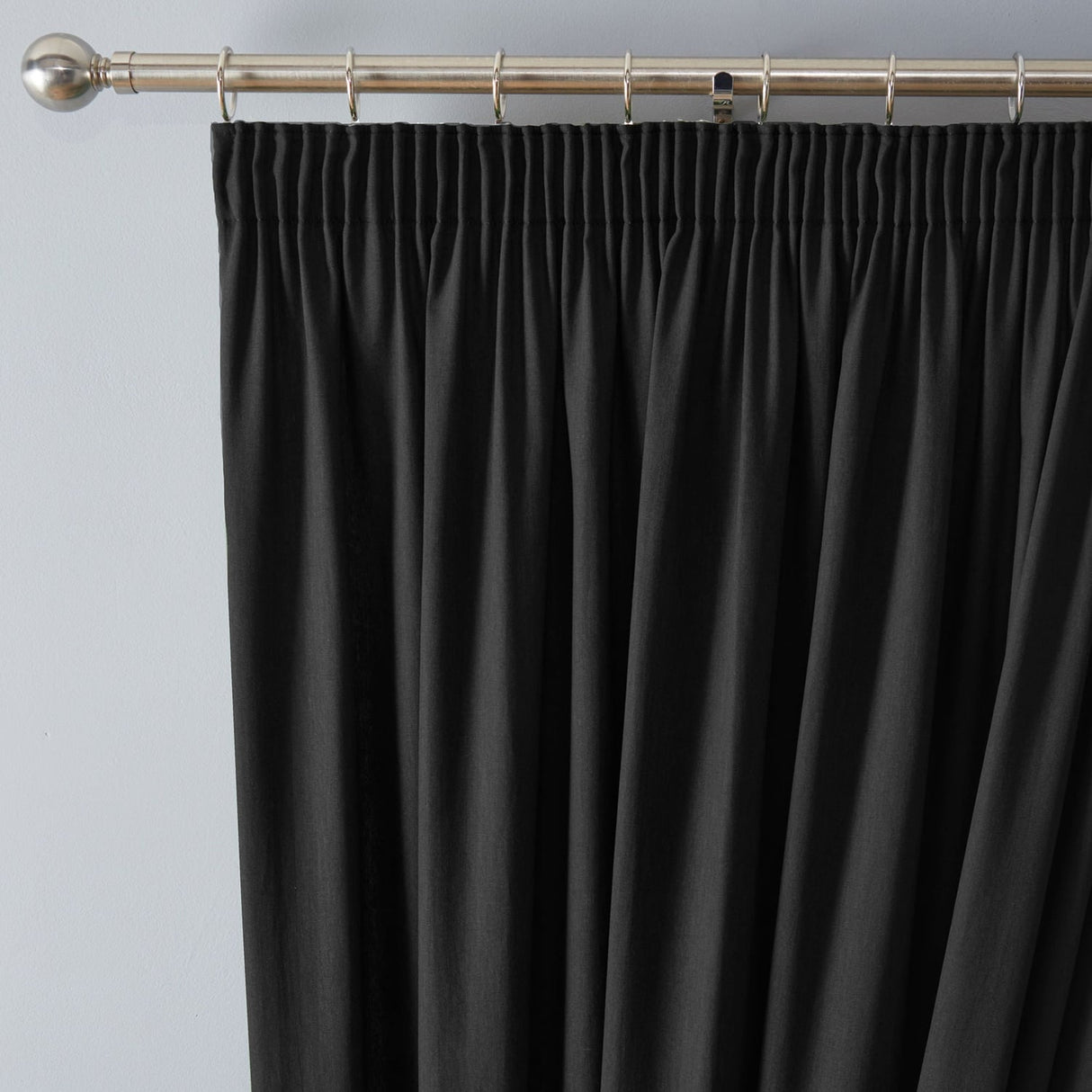 Dijon Blackout Thermal Pencil Pleat Curtains - Black Light Filtering Polycotton - Dijon Pencil Pleat Curtains In Black 2