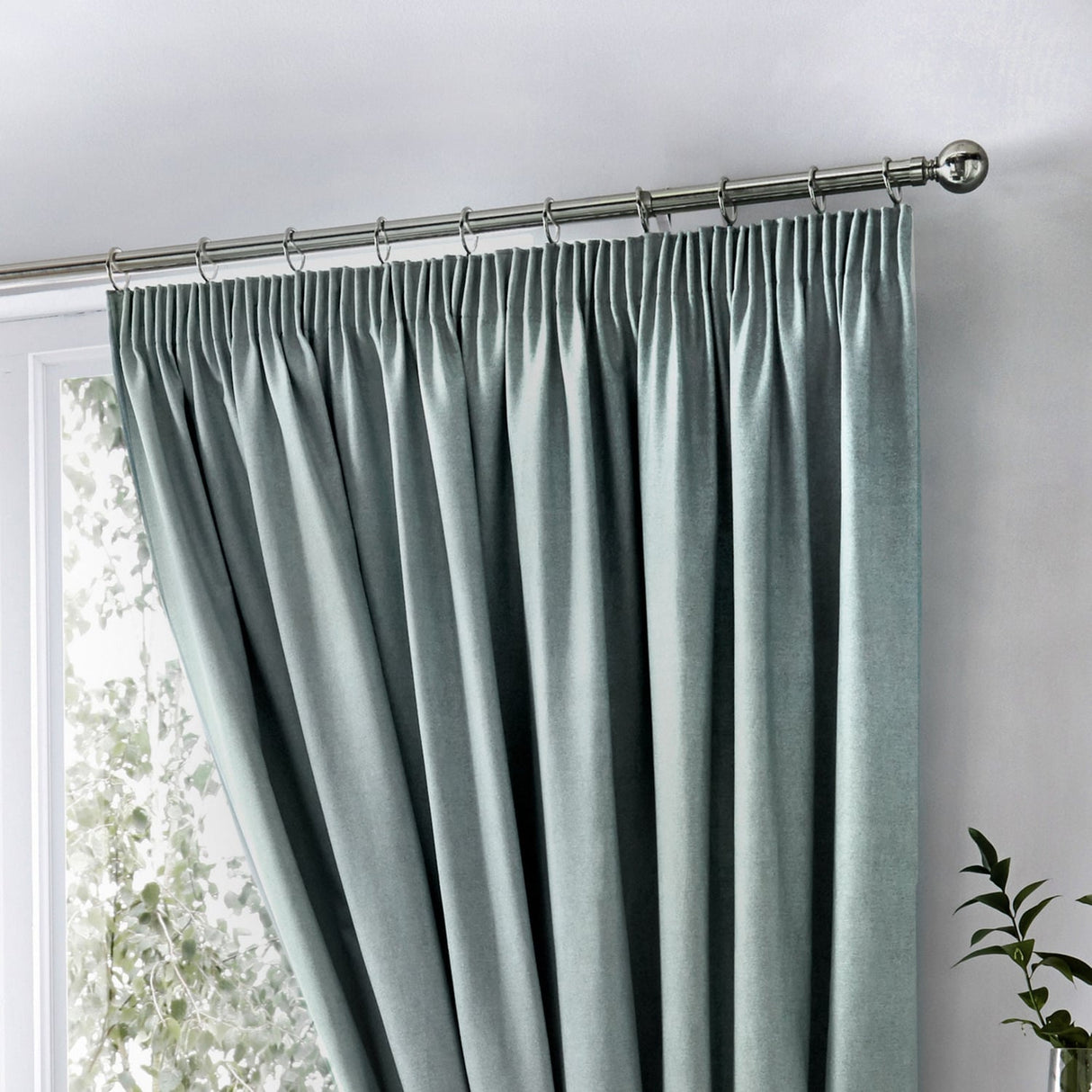 Dijon Blackout Thermal Pencil Pleat Curtains - Duck Egg Light Filtering Polycotton - Dijon Pencil Pleat Curtains In Duck Egg 3