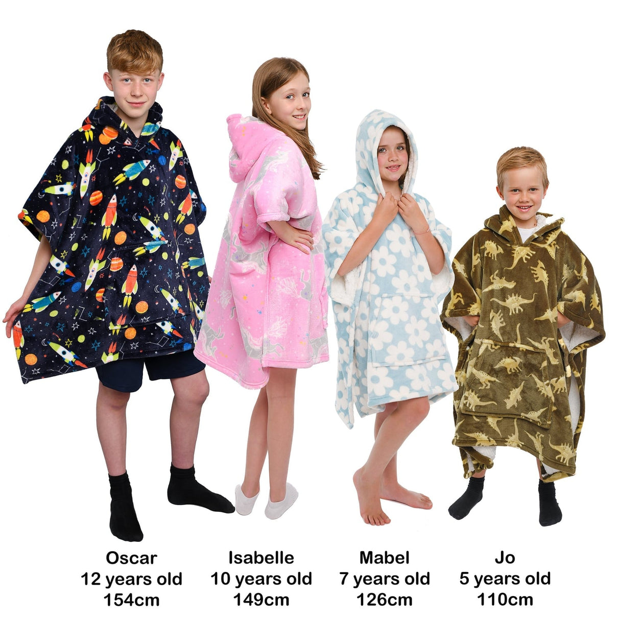 Dino Sherpa Fleece Kids Poncho Cosy Wearable Blanket - Dino Poncho In Green 75 X 92.5Cm 4