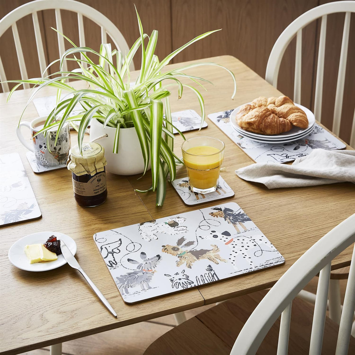 Ulster Weavers Dog Days Dog Print Placemat 4 Pack - Dog Days Placemat 4 Pack In Grey 3