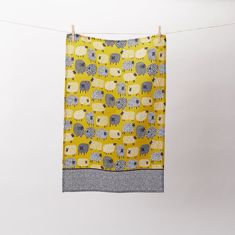 Ulster Weavers Dotty Sheep Cotton Tea Towel - Dotty Sheep Cotton Tea Towel In Yellow 2