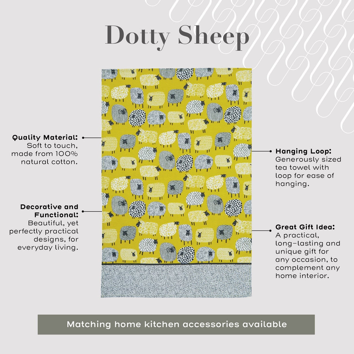 Ulster Weavers Dotty Sheep Cotton Tea Towel - Dotty Sheep Cotton Tea Towel In Yellow 3