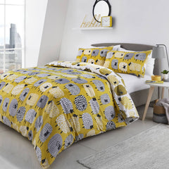 Dotty Sheep Ochre Duvet Cover Bedding Set
