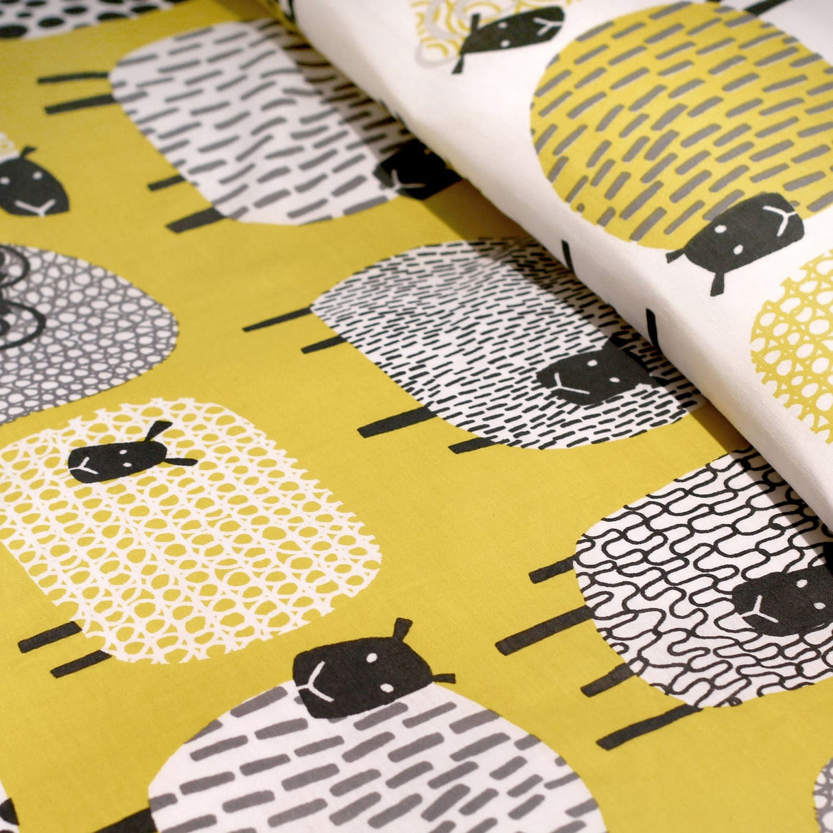 Dotty Sheep Polycotton Duvet Cover Set - Ochre - Dotty Sheep Duvet Cover Set In Ochre 2