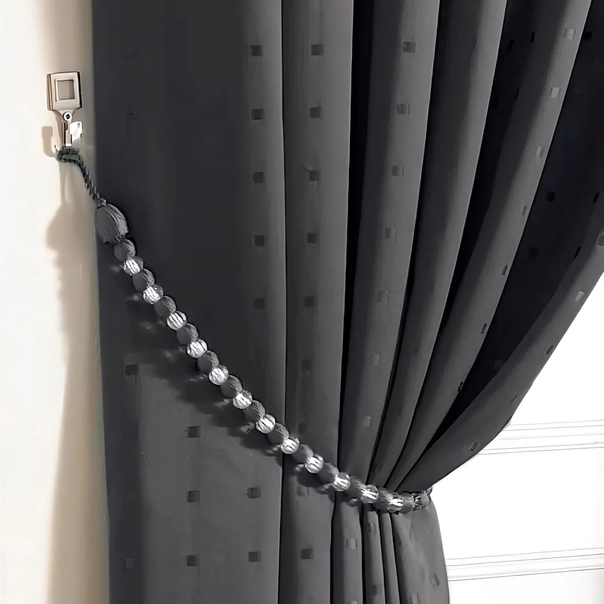 Earl Rope Curtain Tie Back - Single in Charcoal - Image 2