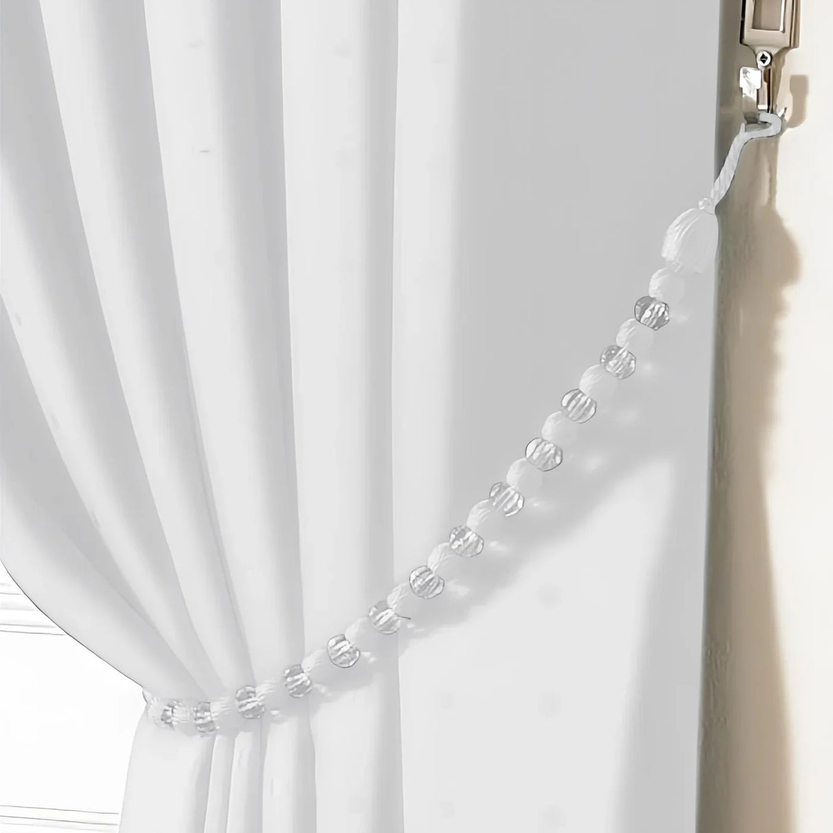 Earl Rope Curtain Tie Back - Single in White - Image 2