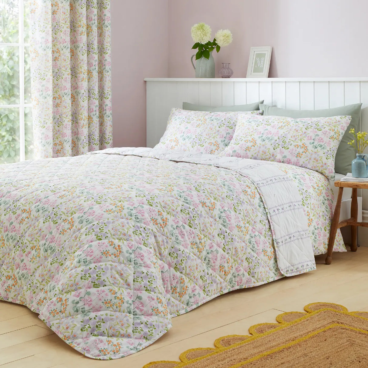 Edith Bedspread 230cm x 230cm Lilac by D & D
