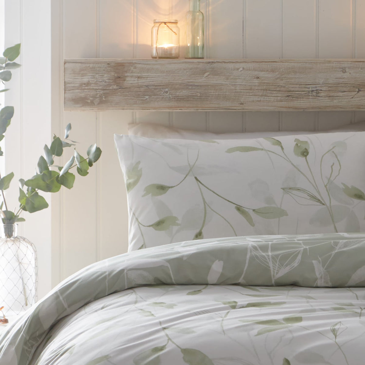 Eliza Eco Friendly Polycotton Duvet Cover Set - Eliza Duvet Cover Set In Green 2