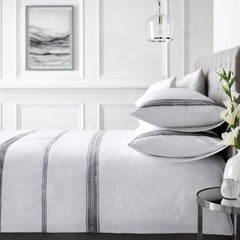 Embroidered Bands Cotton Duvet Cover Set