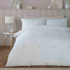 Emily Leaf Embroidery Natural Duvet Cover Bedding Set