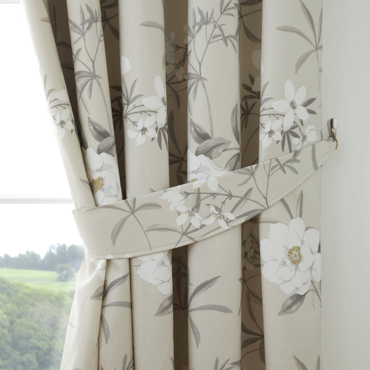 Eve Pencil Pleat Tape Top Curtains - Natural Light Filtering Printed - Eve Pencil Pleat Curtains In Natural 4