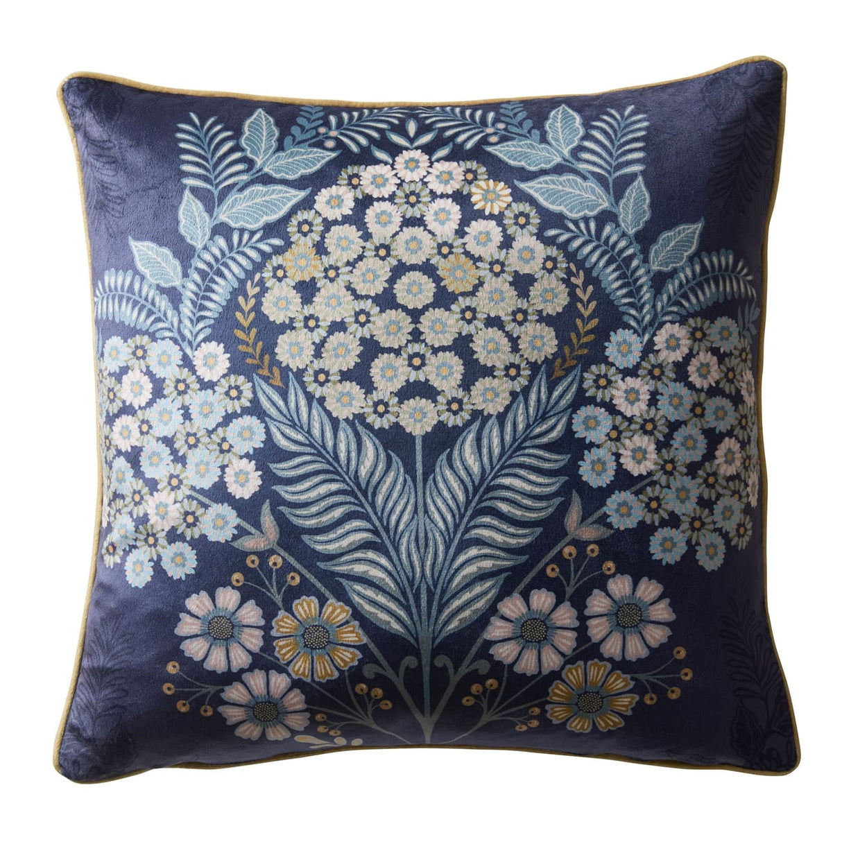 Evelina Floral Velvet Cushion Cover - Evelina Cushion In Navy 43 X 43Cm 3