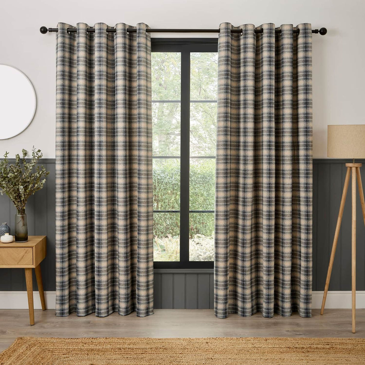 Everett Eyelet Curtains - Grey Light Filtering Jacquard