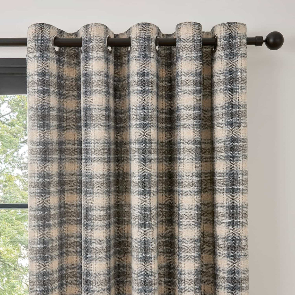 Everett Eyelet Curtains - Grey Light Filtering Jacquard - Everett Eyelet Curtains In Grey 2