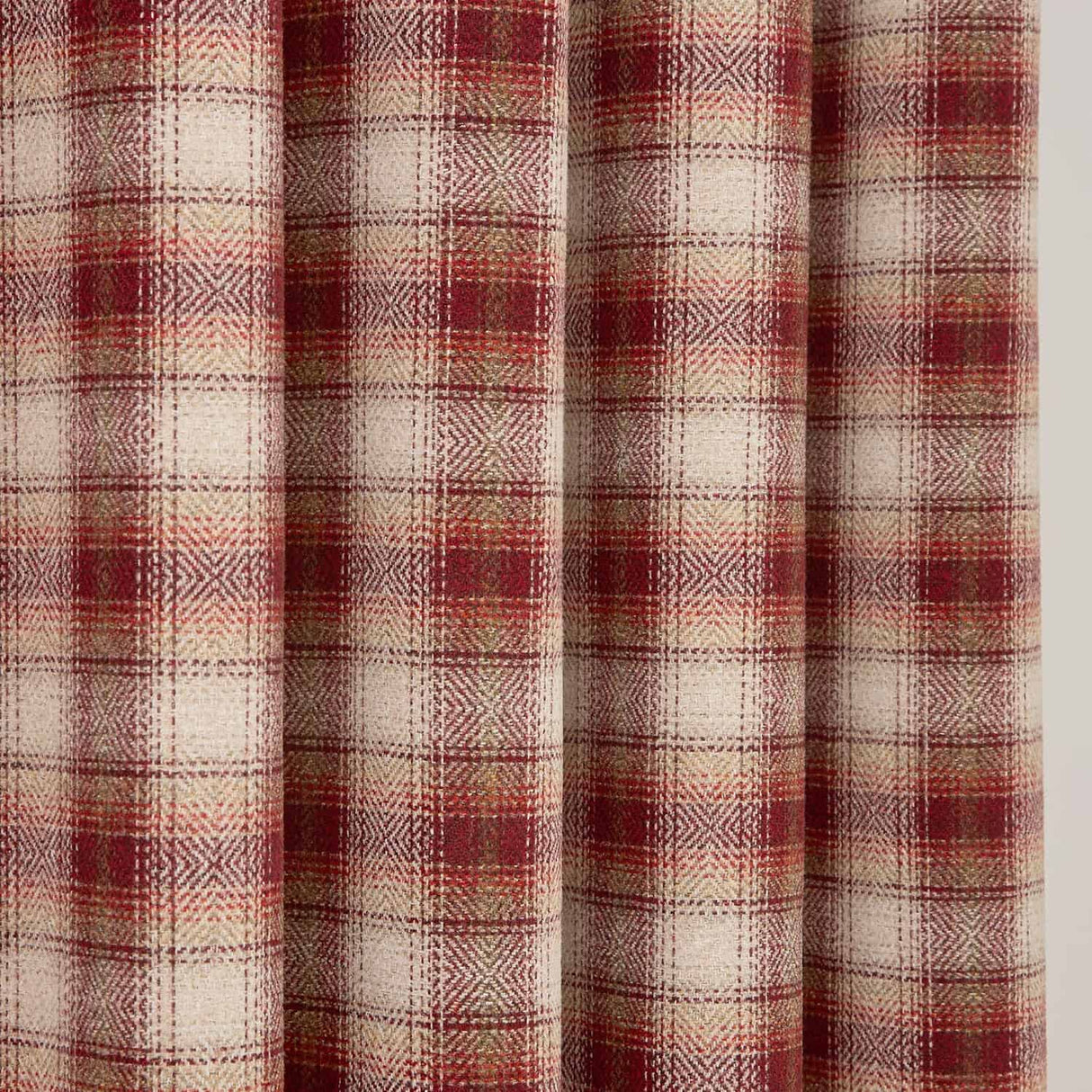Everett Eyelet Curtains - Red Light Filtering Jacquard - Everett Eyelet Curtains In Red 3