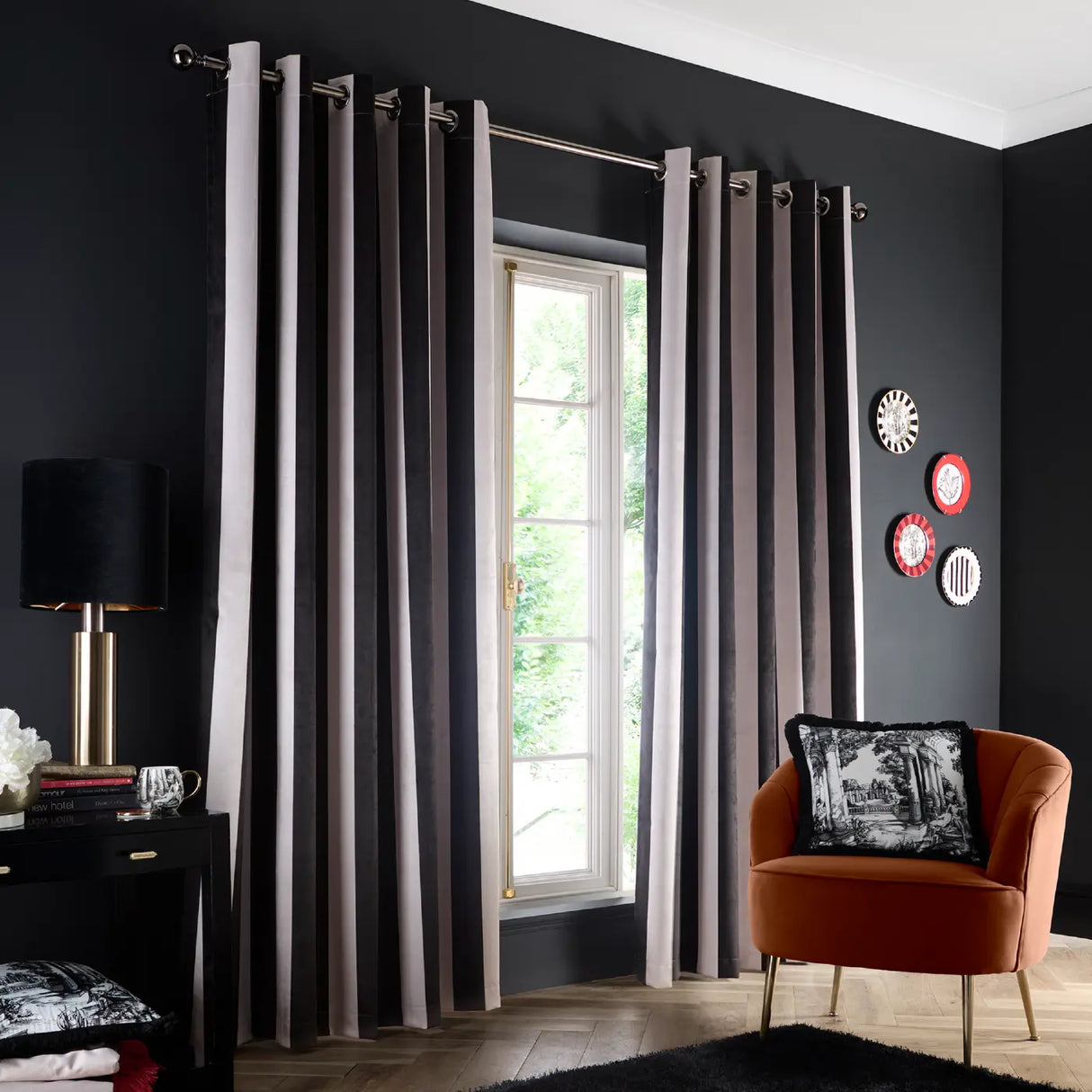 Festivo Stripe Blackout Eyelet Curtains by Laurence Llewelyn-Bowen