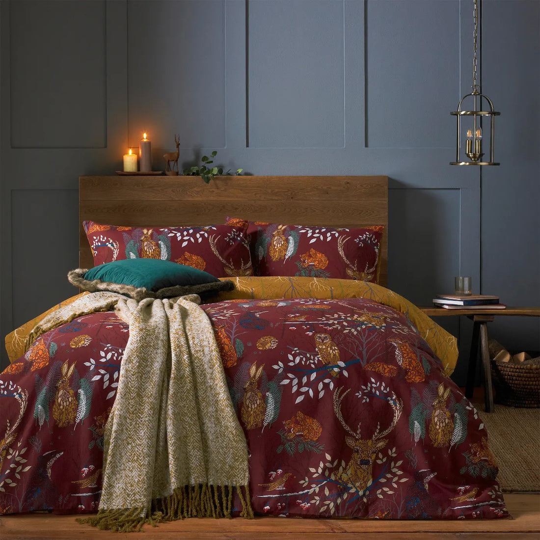 Forest Fauna Rust Duvet Cover Bedding Set