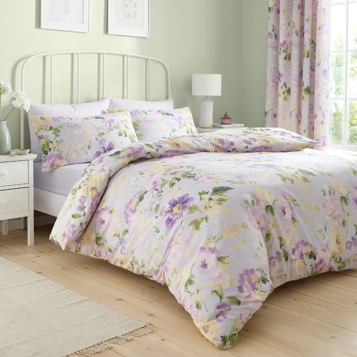 Florette Floral Polycotton Duvet Cover Set - Lilac