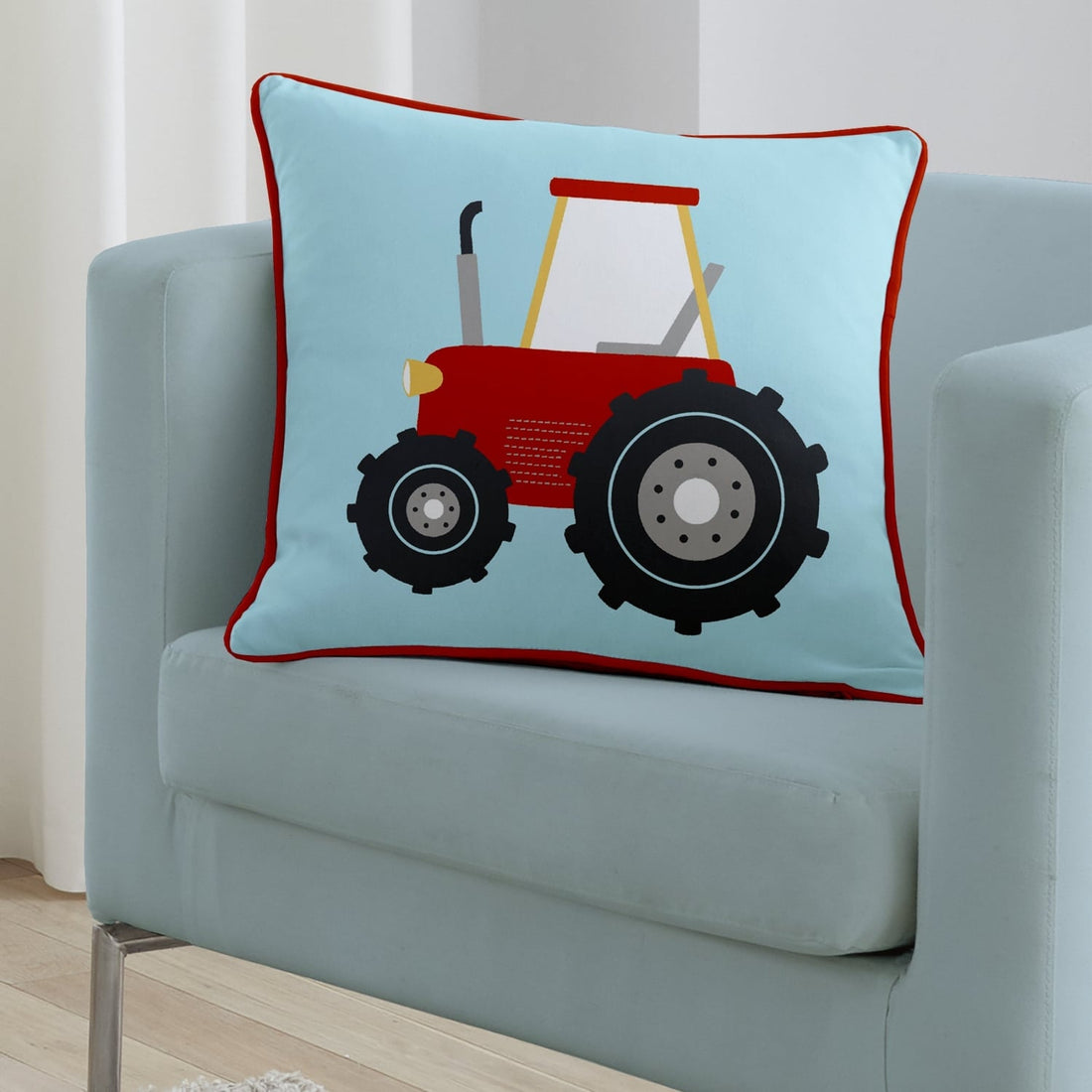 FarmFriends Red Kids Animal Print Velvet Filled Cushion