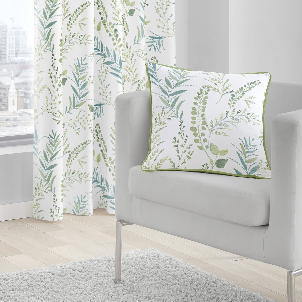 Fernworthy Cotton Cushion Cover Green 43cm x 43cm - Fernworthy Cushion In Green 43 X 43Cm 2