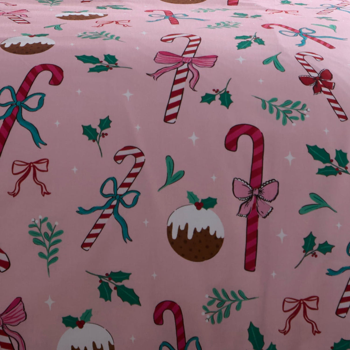 Festive Fancy Christmas Polycotton Duvet Cover Set - Pink - Festive Fancy Christmas Duvet Cover Set In Pink 3