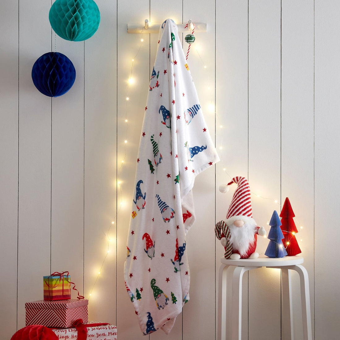 Festive Gonks Soft Christmas Fleece Throw Blanket