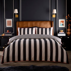 Laurence Llewelyn-Bowen Festivo Circus Stripe Black 100% Cotton Duvet Cover Bedding Set