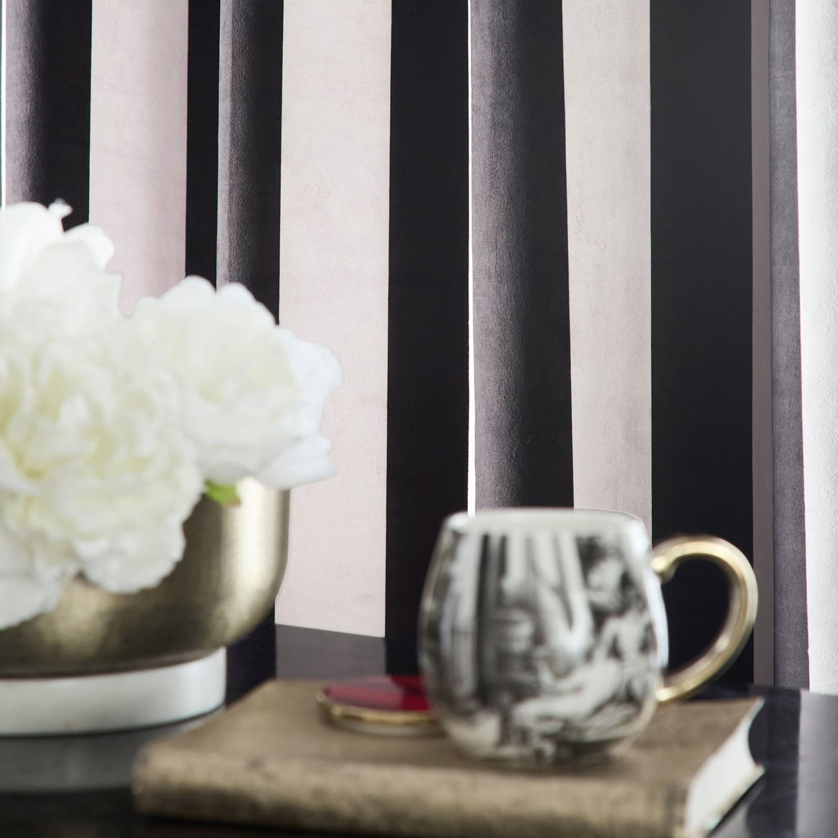 Laurence Llewelyn-Bowen Festivo Stripe Blackout Eyelet Curtains Thermal Light Filtering - Black - Festivo Stripe Eyelet Curtains In Black 3