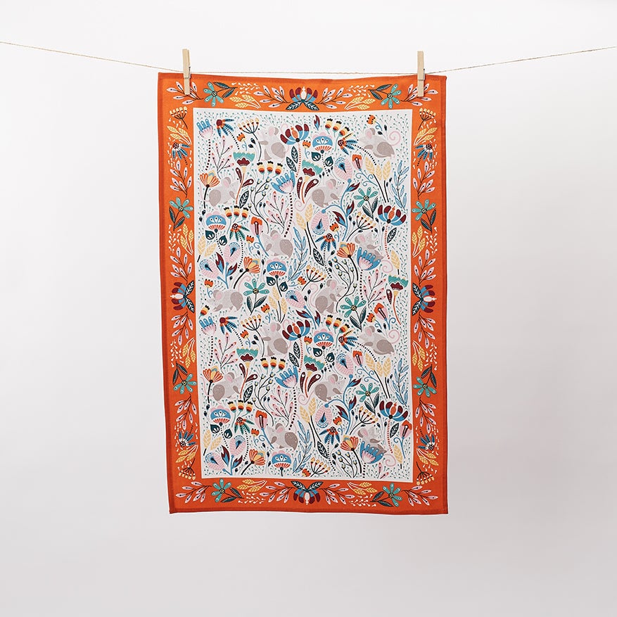 Ulster Weavers Field Mice Blue 100% Cotton Tea Towel