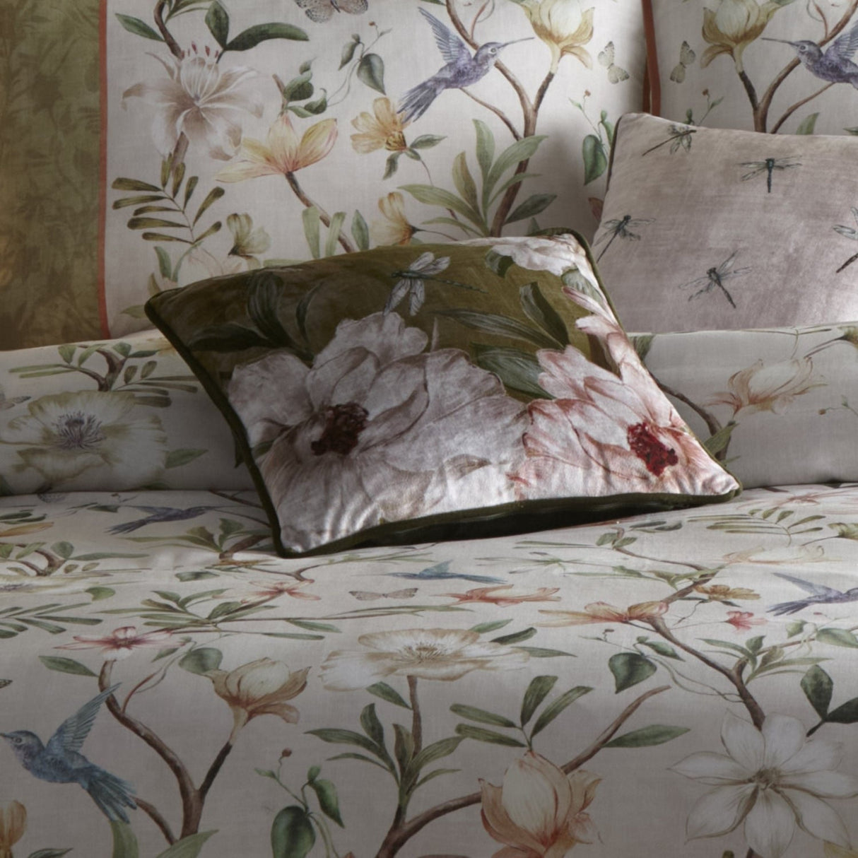 Fiorella Floral Velvet Filled Cushion 43cm x 43cm - Wine