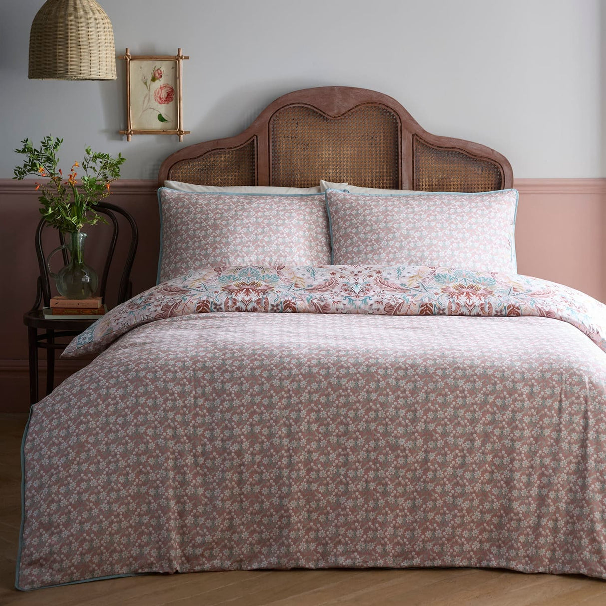 Floral Damask 100% Cotton 200 Thread Count Duvet Cover Set - Floral Damask Duvet Cover Set In Multi 4