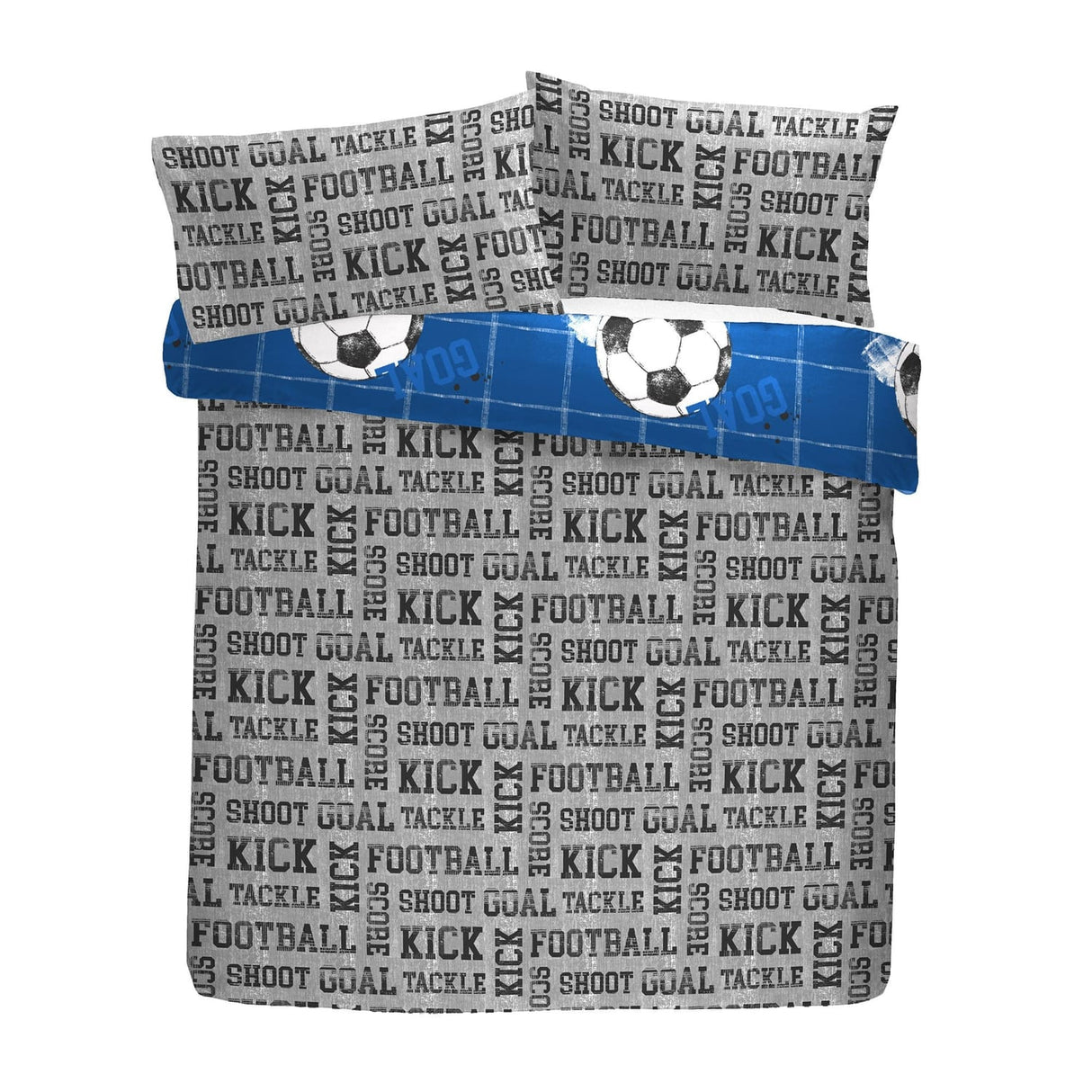 Football Printed Kids Duvet Cover Set Single & Double - Blue - Football Duvet Cover Set In Blue 4