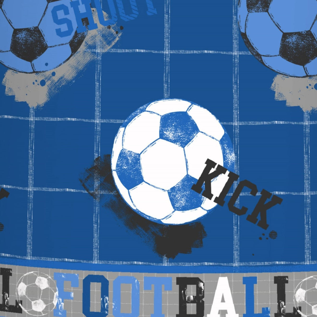 Football Printed Kids Duvet Cover Set Single & Double - Blue - Football Duvet Cover Set In Blue 5