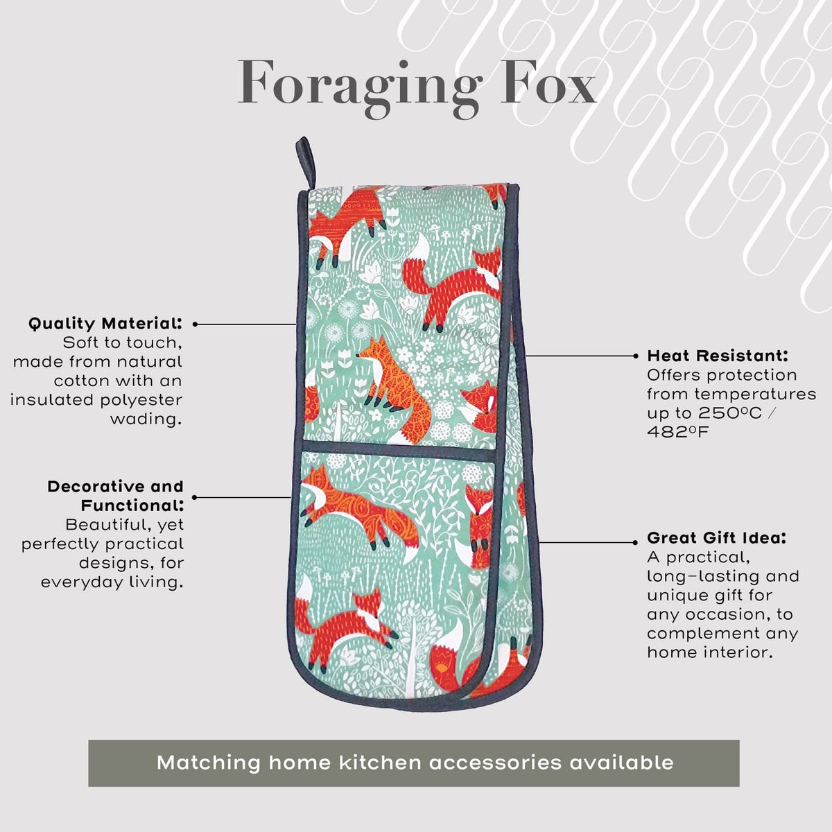 Ulster Weavers Foraging Fox 100% Cotton Floral Double Oven Glove