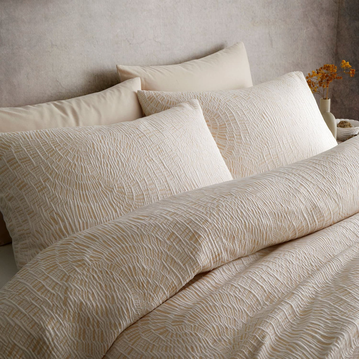 Fossil Jacquard Duvet Cover Set Natural - Fossil Jacquard Duvet Cover Set In Natural 2