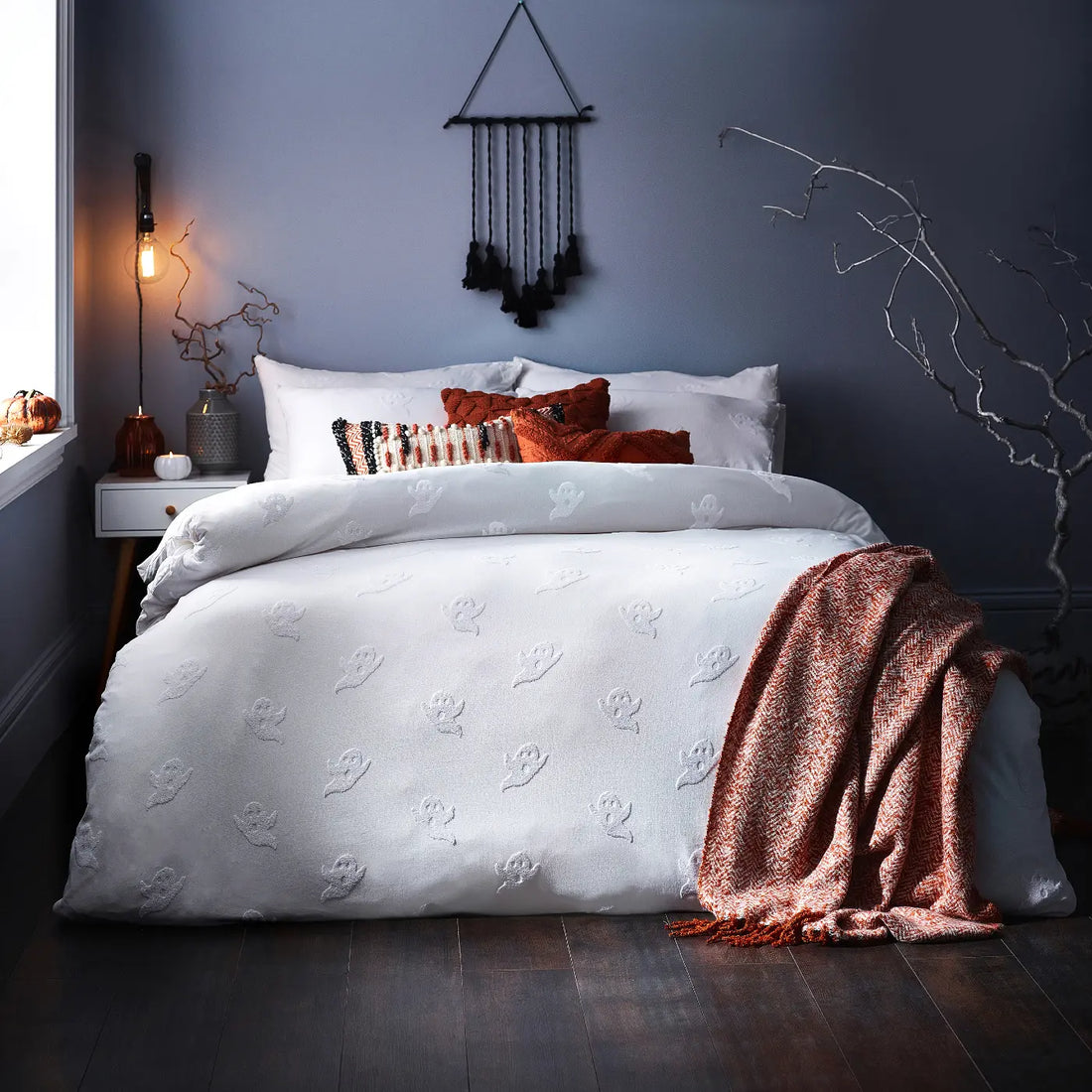Ghost Tufted 100% Cotton Duvet Cover Set - White