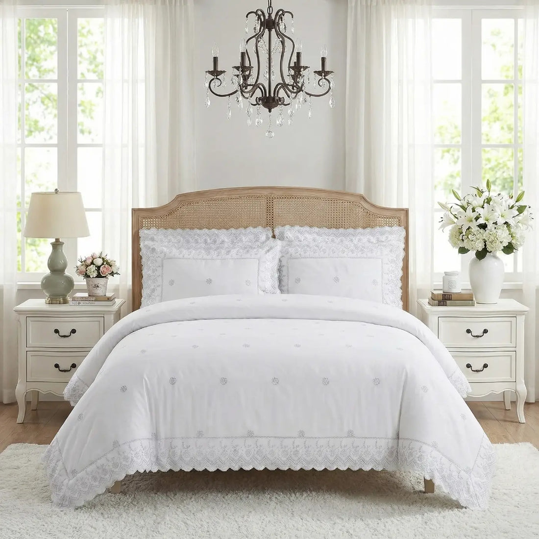 Gabrielle Embroidered Polycotton Duvet Cover Set