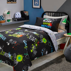 Game Glow in the Dark Kids Gaming Black Duvet Cover Bedding Set